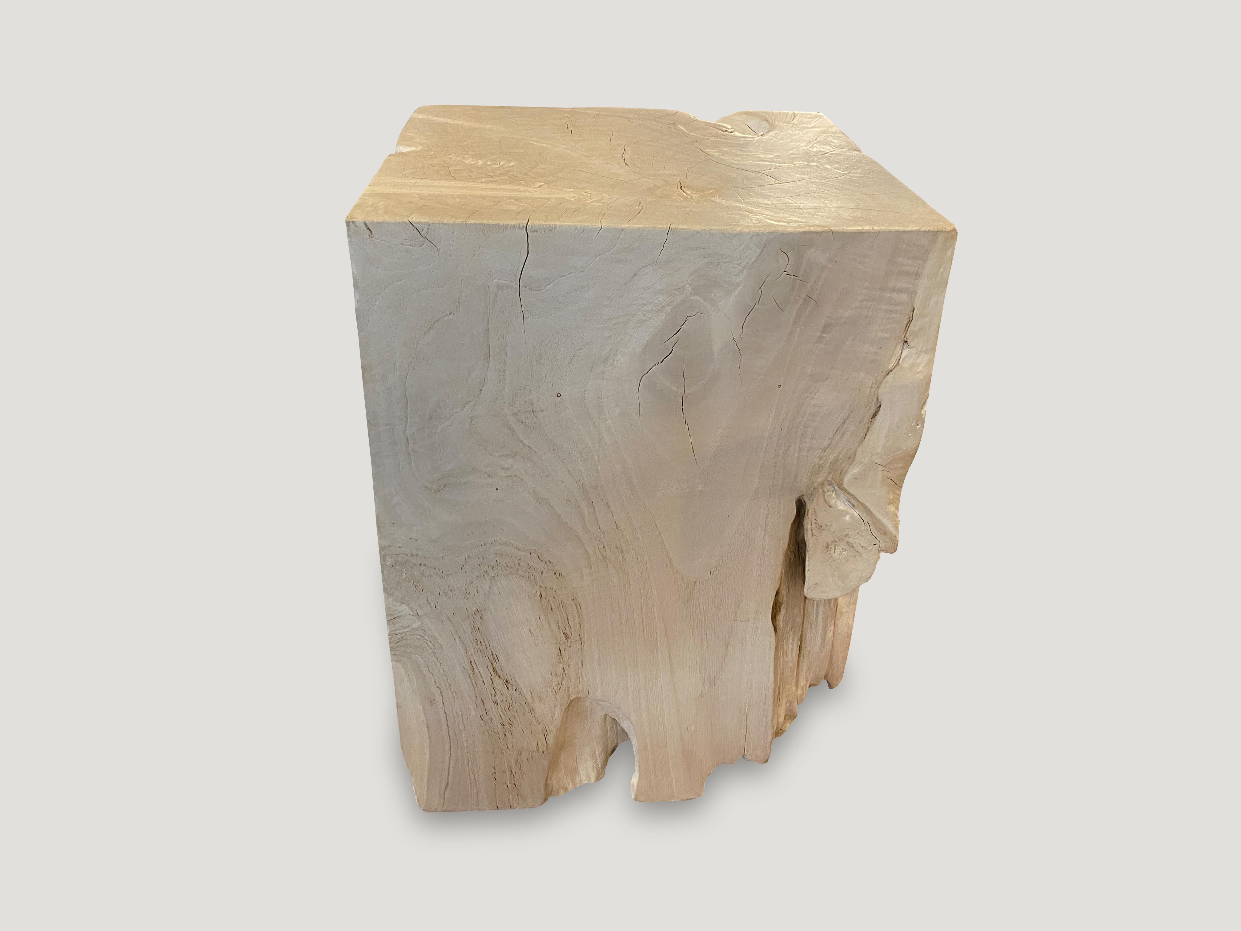 Organic Modern Andrianna Shamaris Bleached Teak Wood Side Table