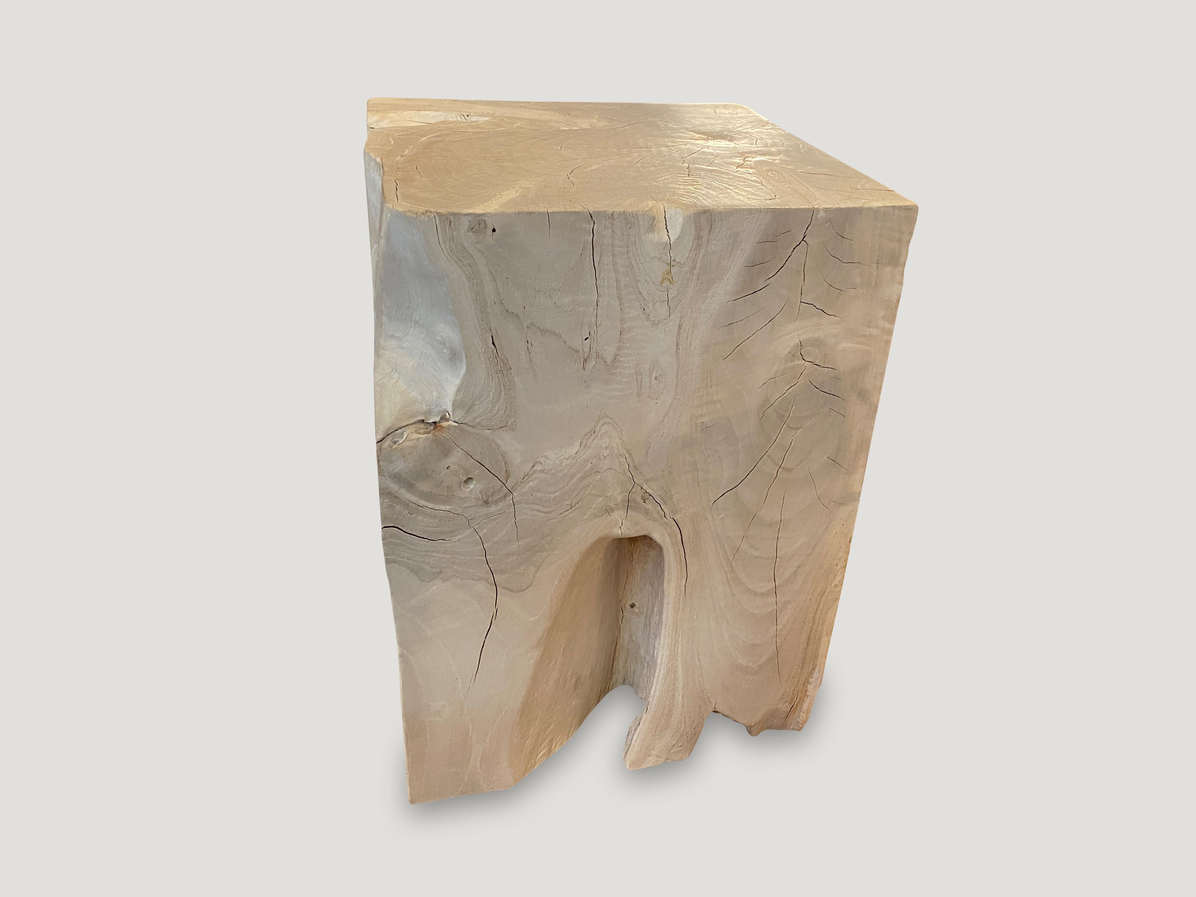 Andrianna Shamaris Bleached Teak Wood Side Table In Excellent Condition In New York, NY