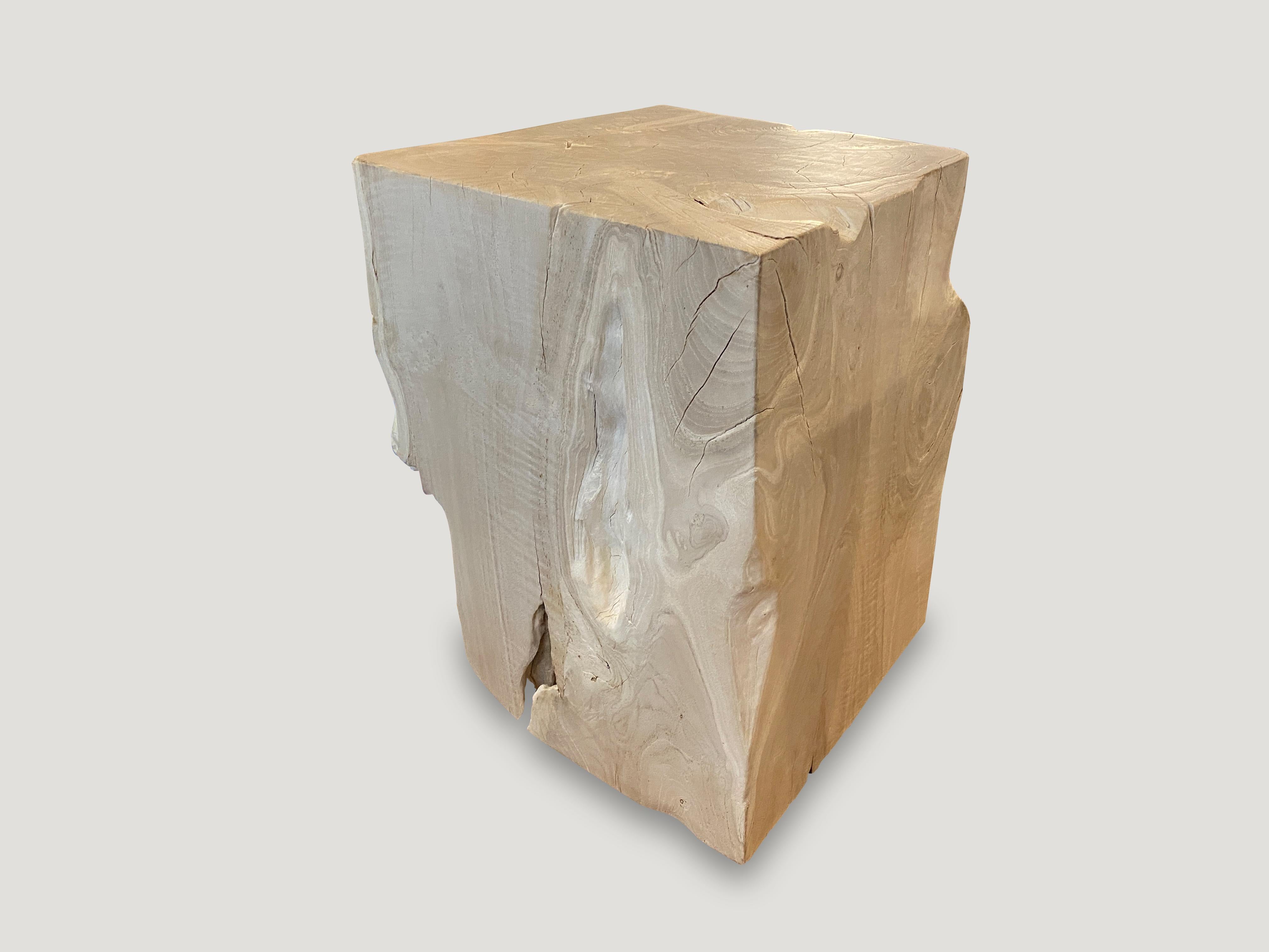 Contemporary Andrianna Shamaris Bleached Teak Wood Side Table
