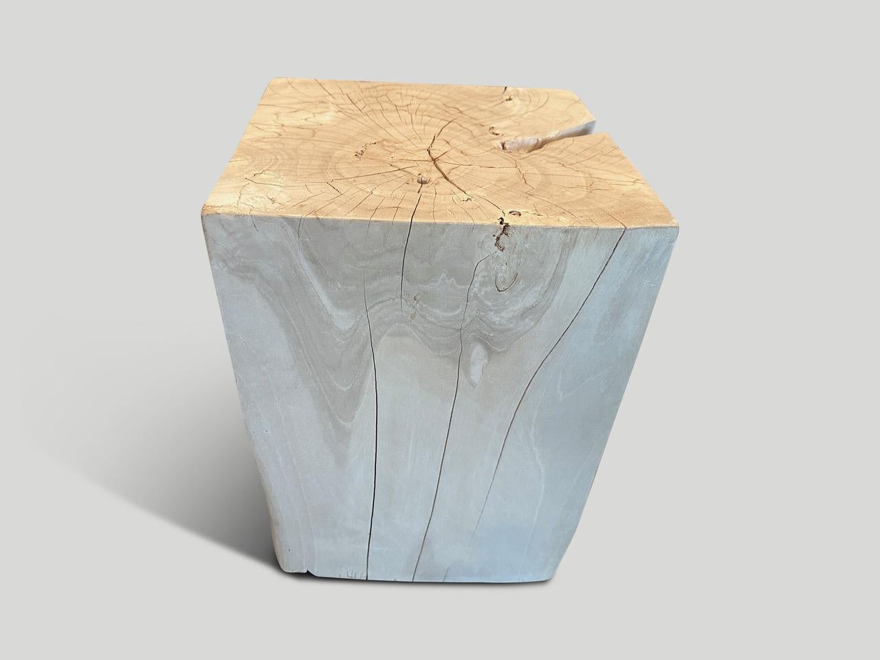Contemporary Andrianna Shamaris Bleached Teak Wood Side Table For Sale