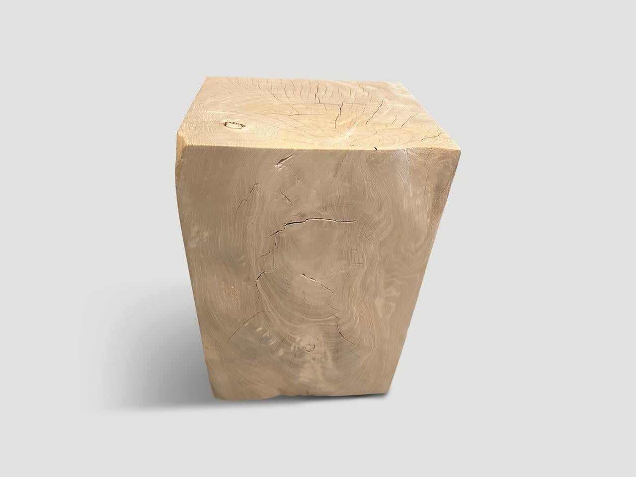 Contemporary Andrianna Shamaris Bleached Teak Wood Side Table For Sale