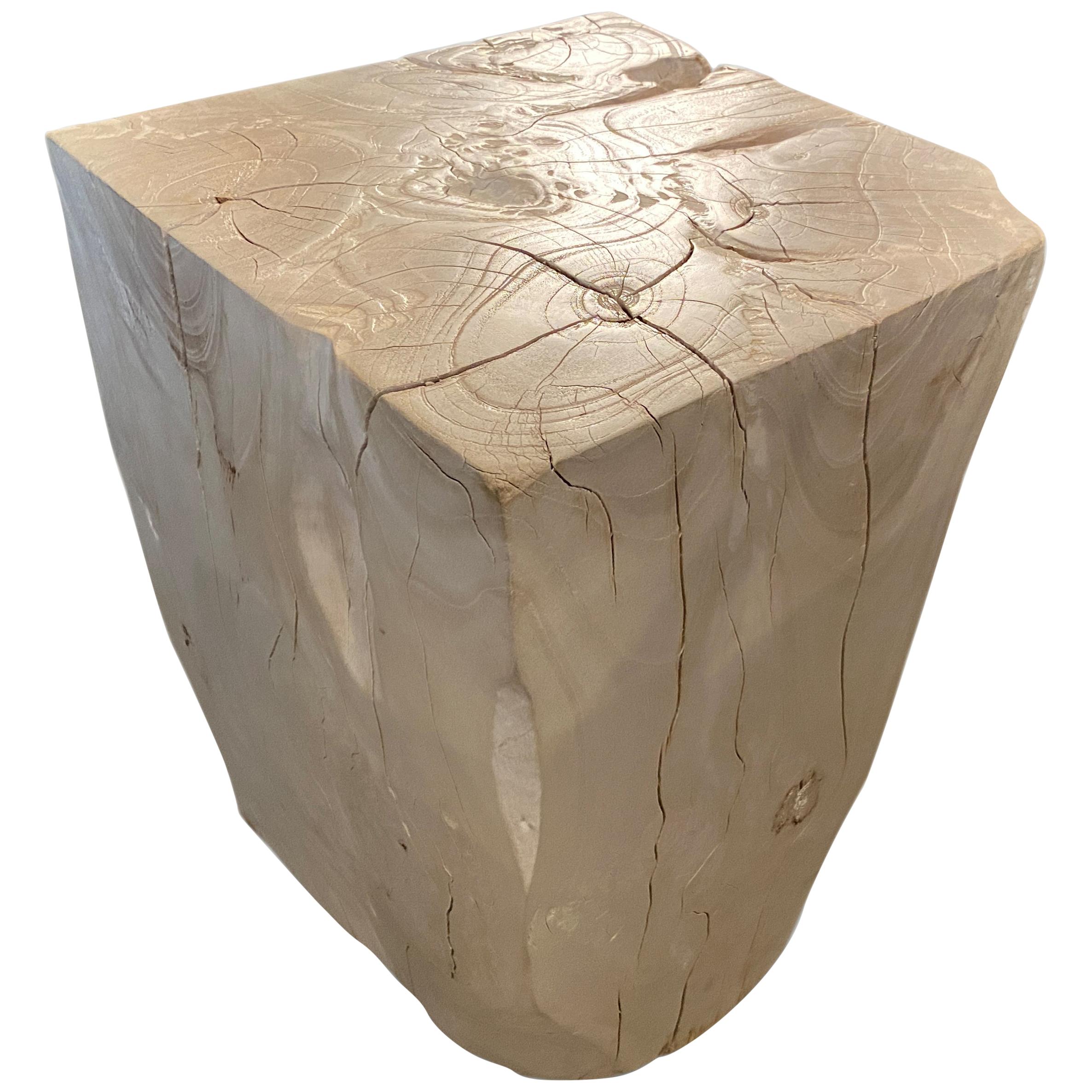 Andrianna Shamaris Bleached Teak Wood Side Table For Sale at 1stdibs