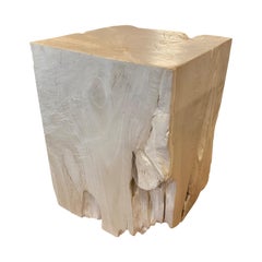 Andrianna Shamaris Bleached Teak Wood Side Table