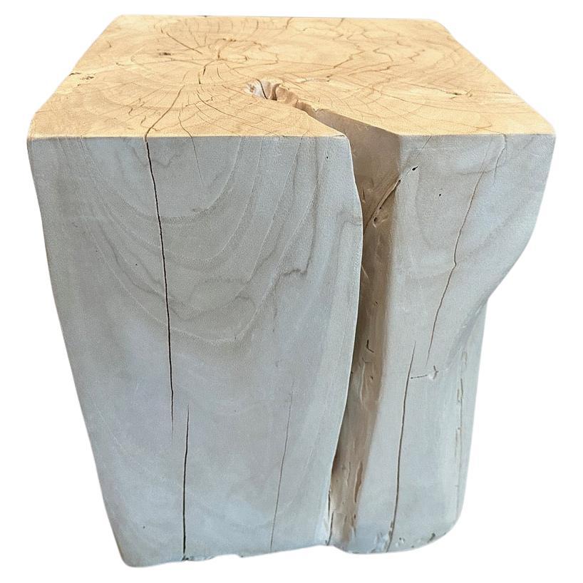 Andrianna Shamaris Bleached Teak Wood Side Table For Sale