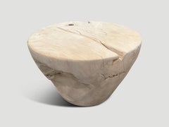 Andrianna Shamaris Bleached Teak Wood Side Table or Coffee Table