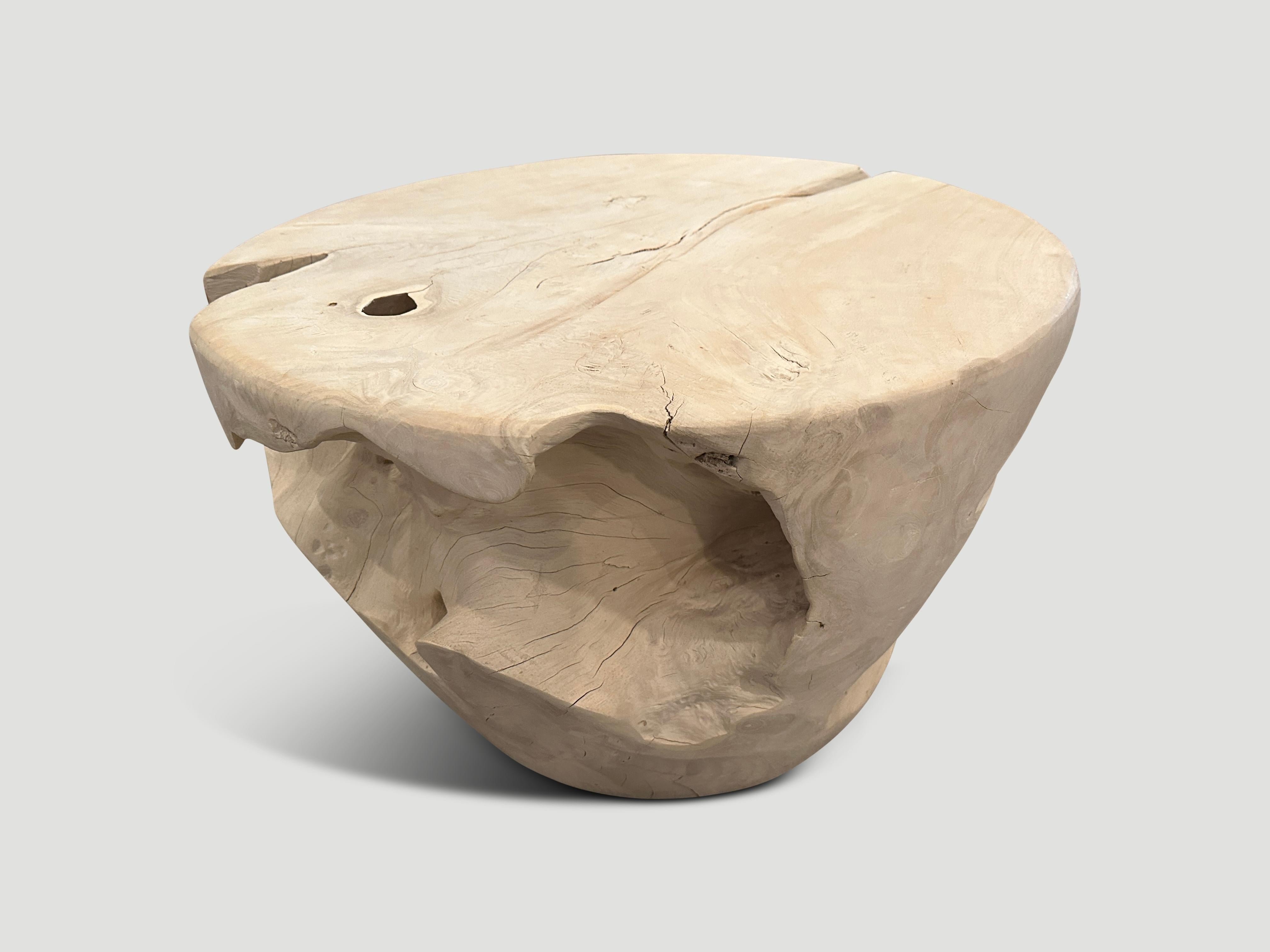 Contemporary Andrianna Shamaris Bleached Teak Wood Side Table or Coffee Table