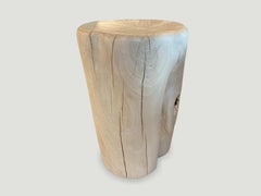 Andrianna Shamaris Bleached Teak Wood Side Table or Stool