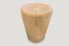Andrianna Shamaris Bleached Teak Wood Side Table or Stool