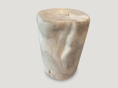 Andrianna Shamaris Bleached Teak Wood Side Table or Stool