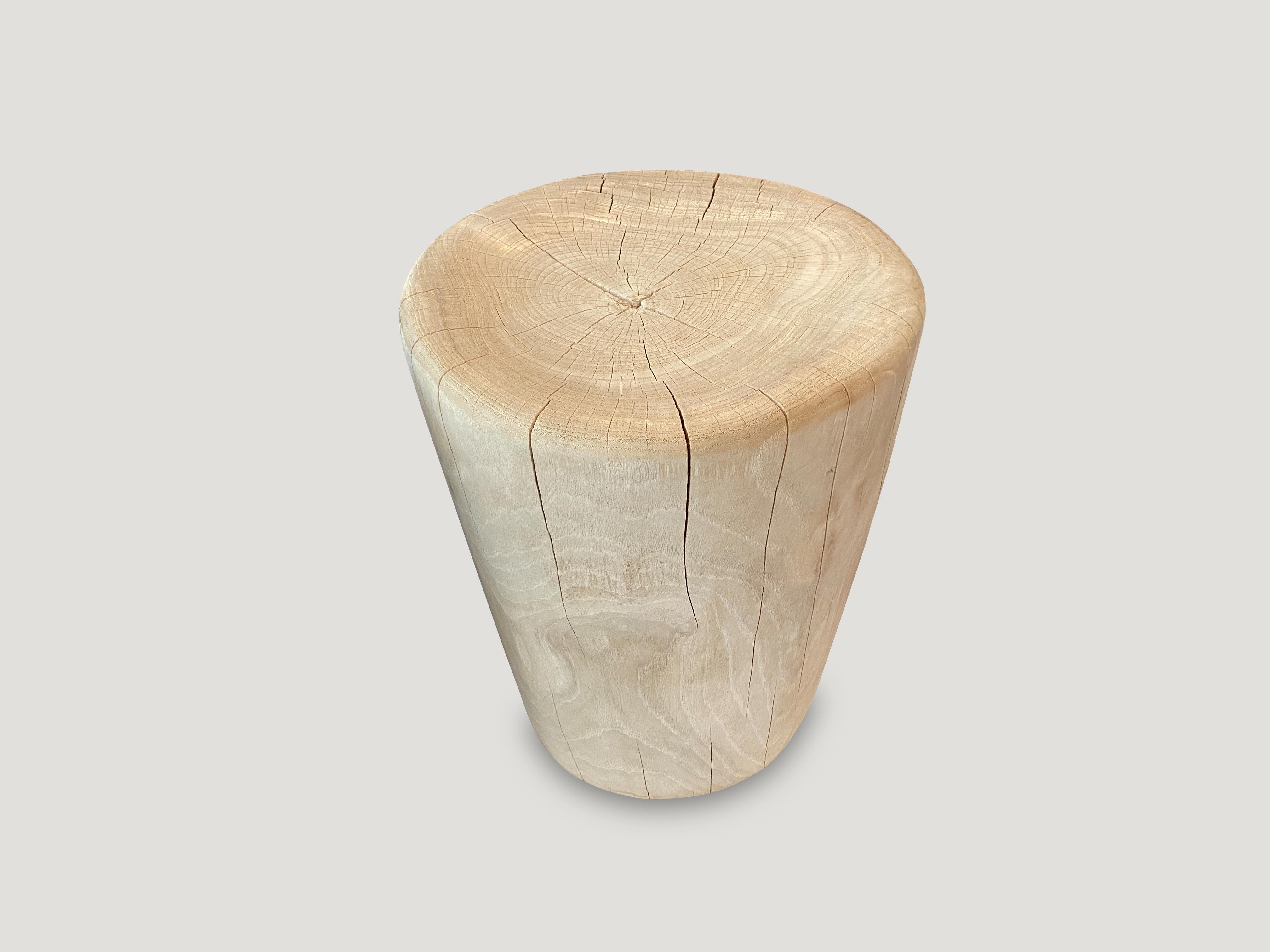 Organic Modern Andrianna Shamaris Bleached Teak Wood Side Table or Stool