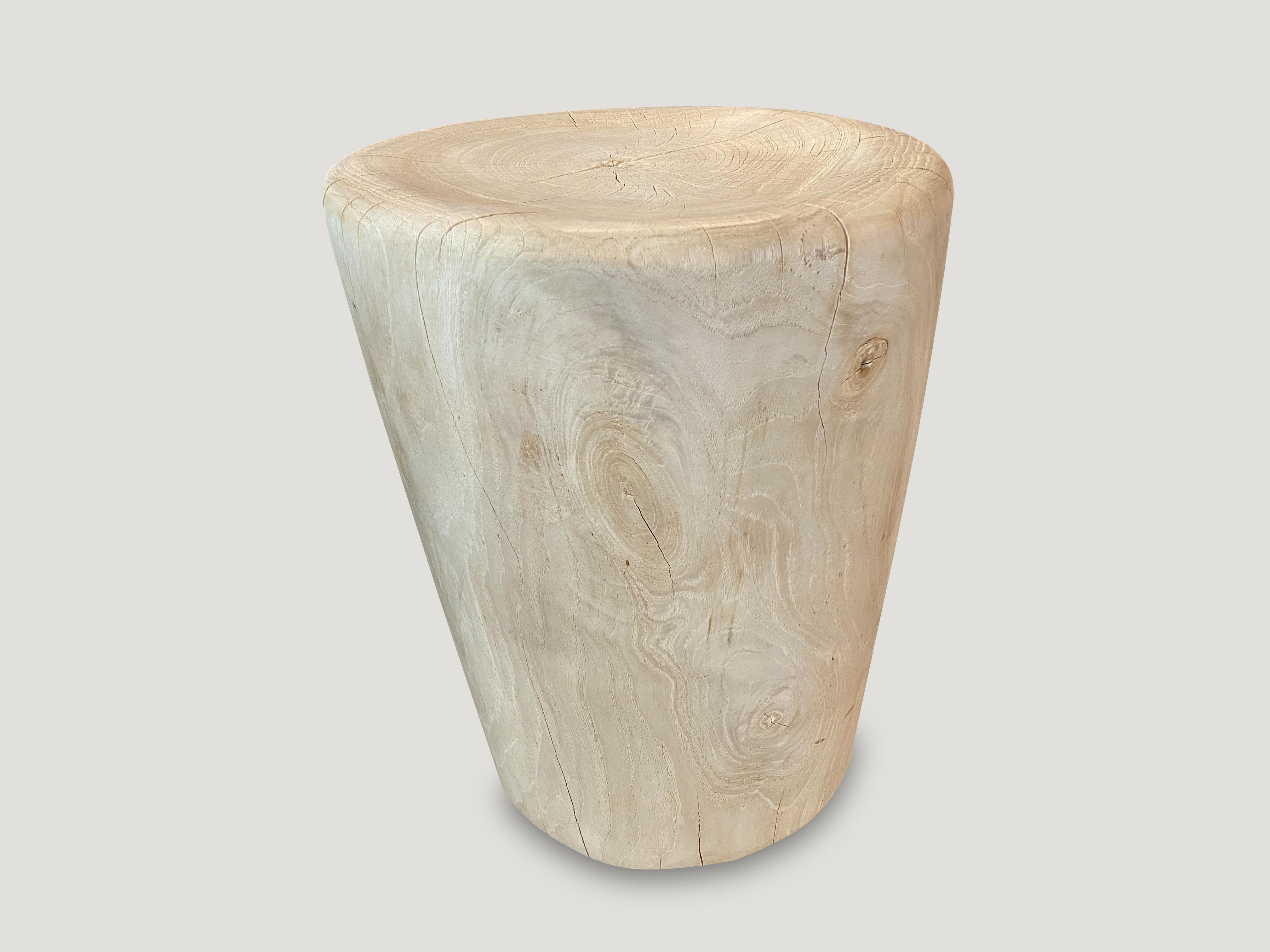 Andrianna Shamaris Bleached Teak Wood Side Table or Stool In Excellent Condition In New York, NY