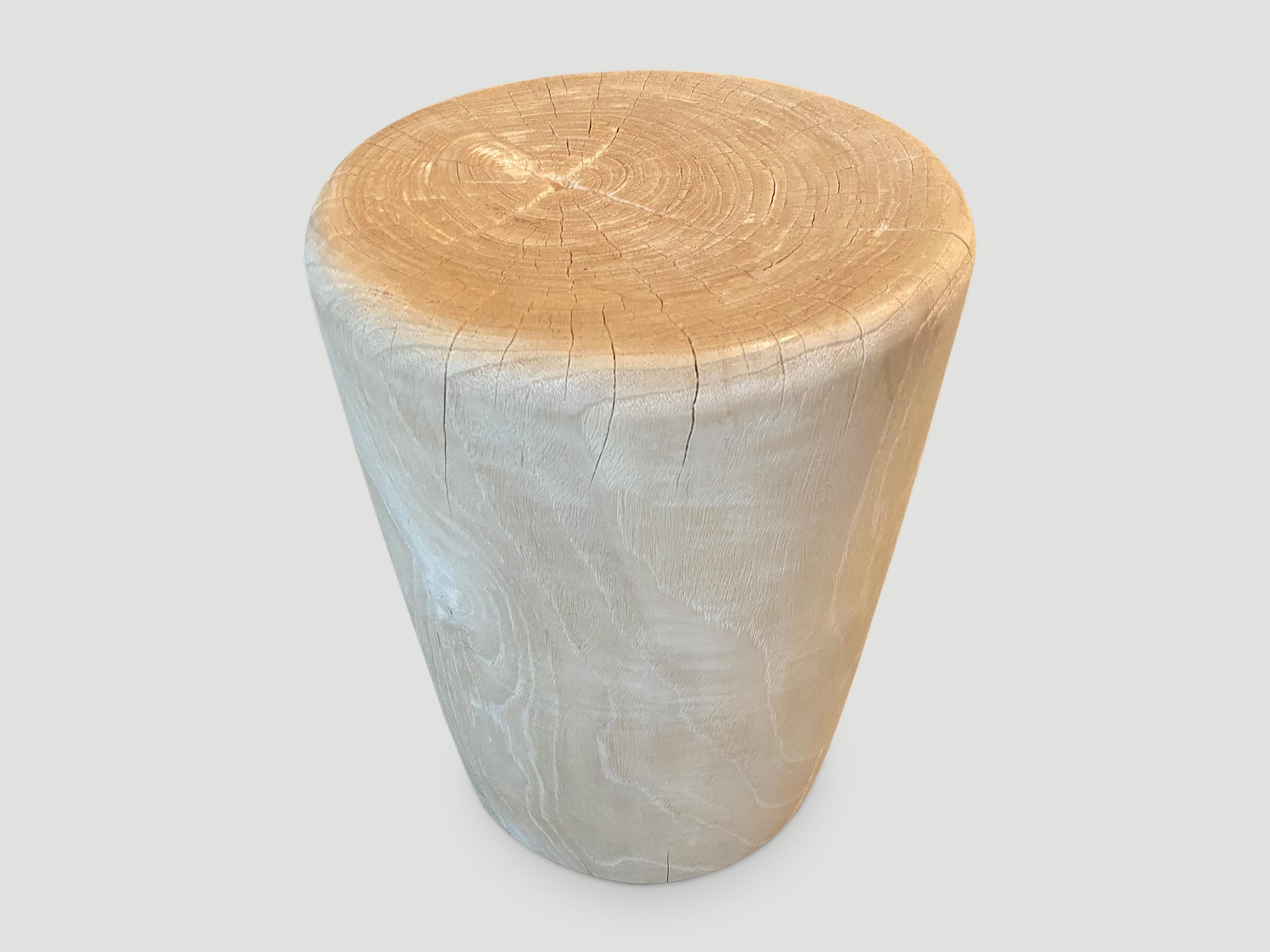 Andrianna Shamaris Bleached Teak Wood Side Table or Stool In Excellent Condition In New York, NY
