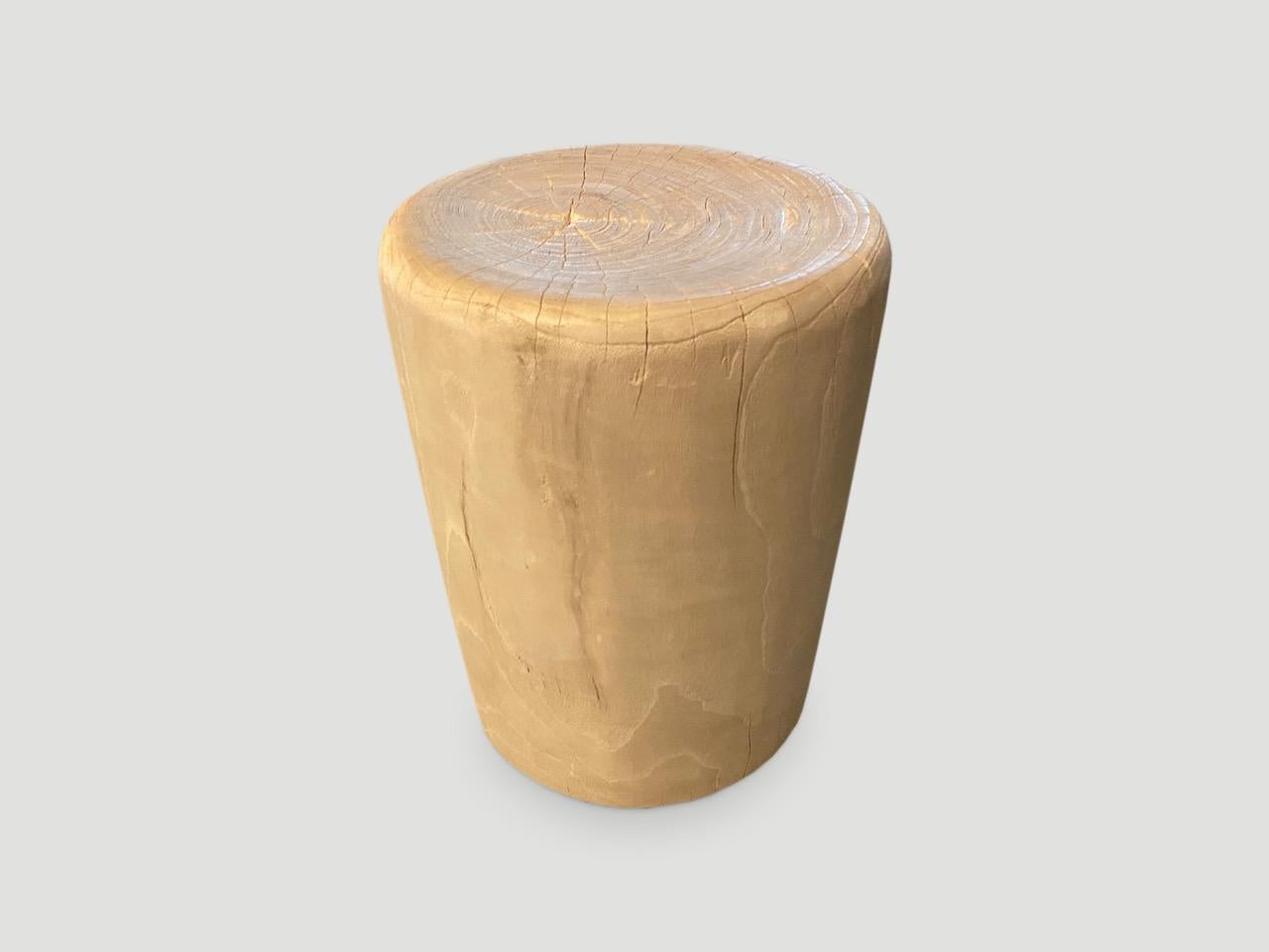 Andrianna Shamaris Bleached Teak Wood Side Table or Stool In Excellent Condition For Sale In New York, NY