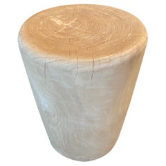 Andrianna Shamaris Bleached Teak Wood Side Table or Stool