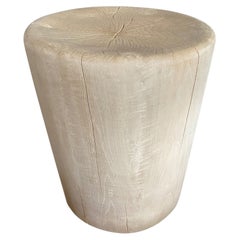 Andrianna Shamaris Bleached Teak Wood Side Table or Stool