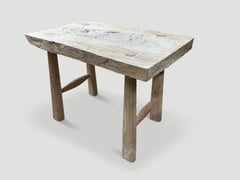 Andrianna Shamaris Bleached Teak Wood Stool or Side Table