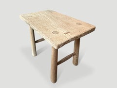 Andrianna Shamaris Bleached Teak Wood Stool or Side Table