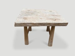 Andrianna Shamaris Bleached Teak Wood Stool or Side Table