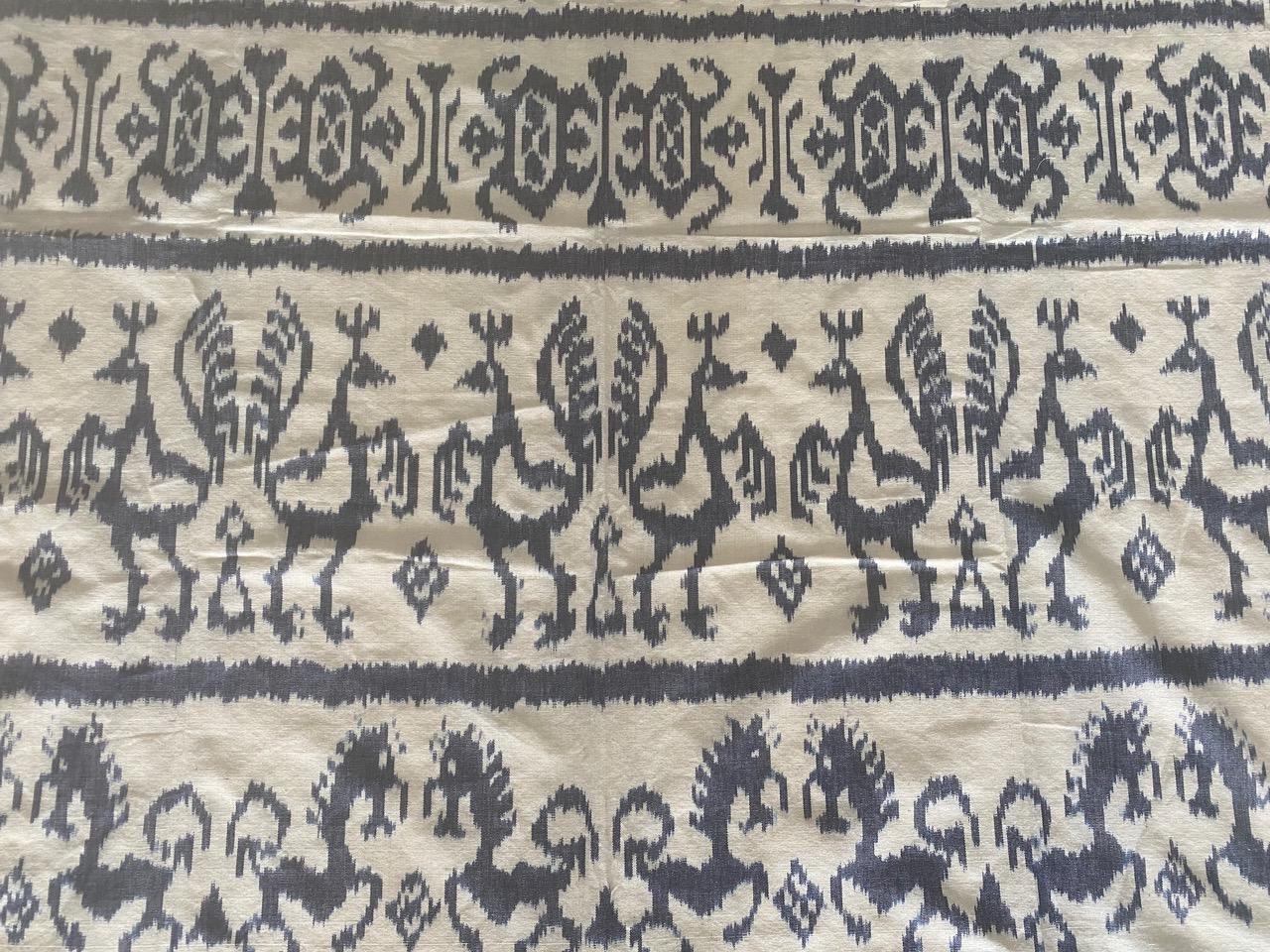 Indonesian Andrianna Shamaris Blue and White Ikat For Sale