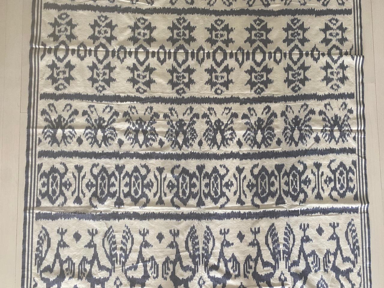 Andrianna Shamaris Blue and White Ikat In Excellent Condition For Sale In New York, NY