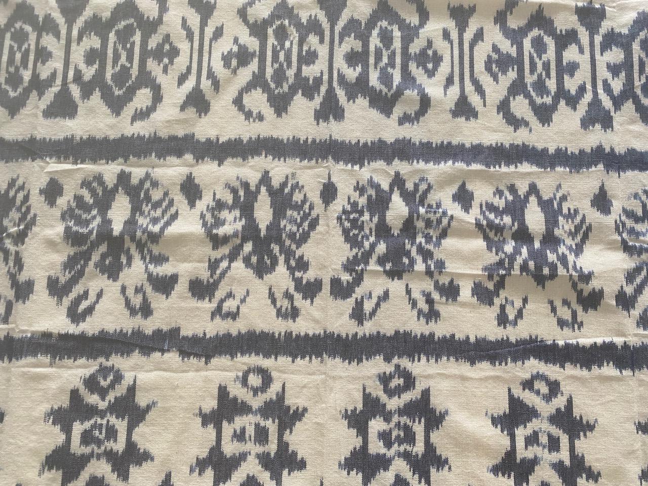 Cotton Andrianna Shamaris Blue and White Ikat For Sale