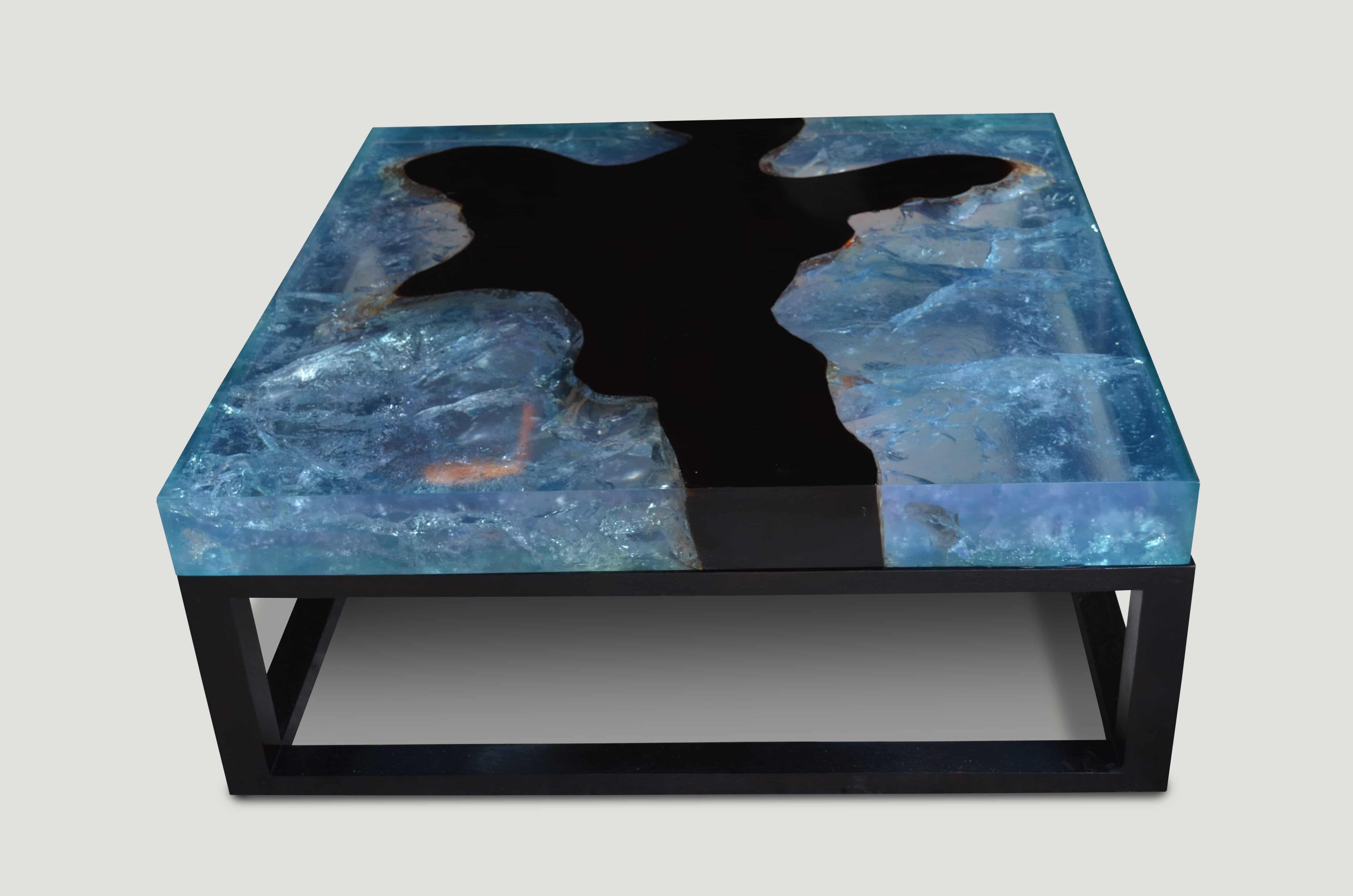blue metal coffee table