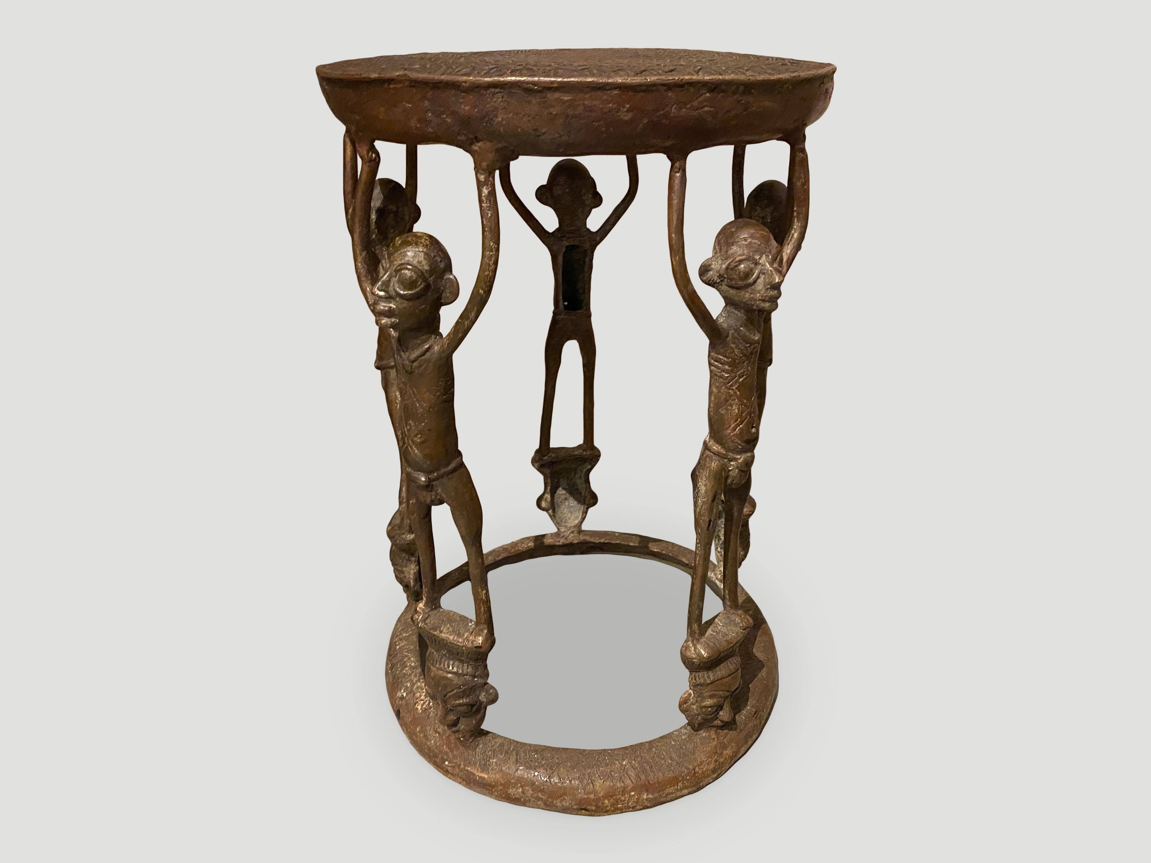 Tribal Andrianna Shamaris Bronze Antique African Side Table