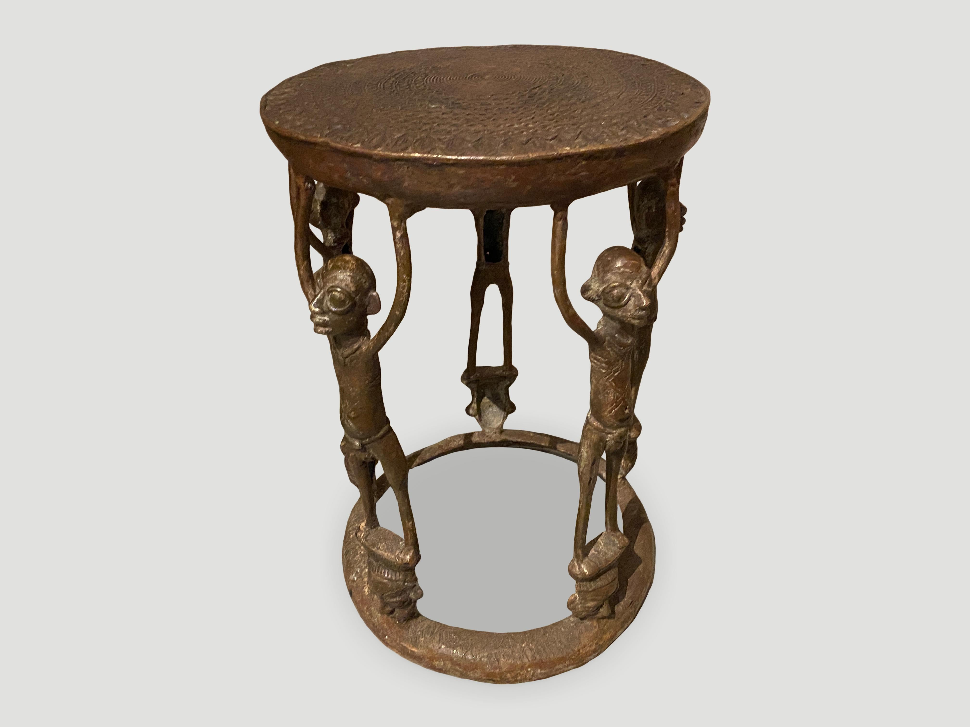 Cameroonian Andrianna Shamaris Bronze Antique African Side Table