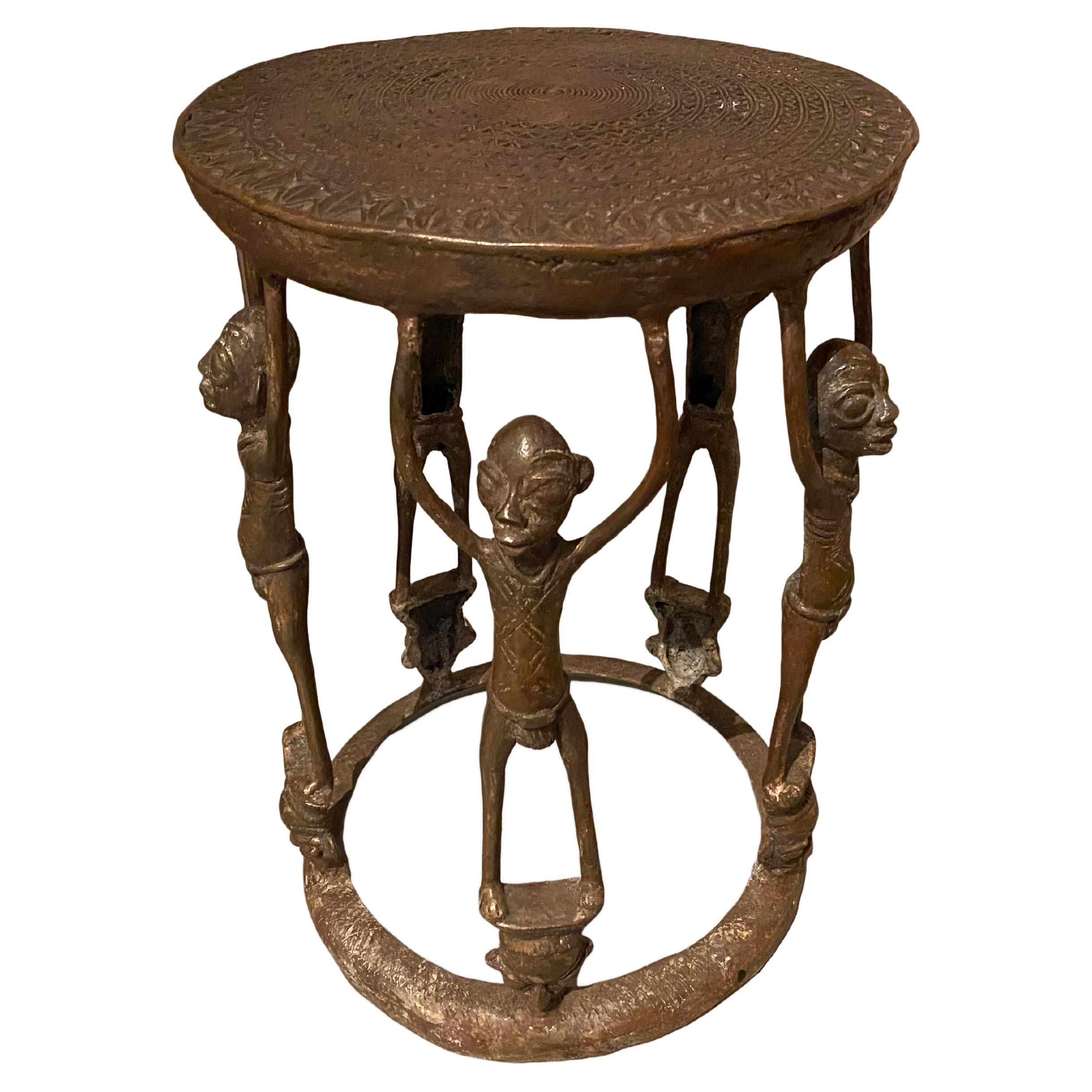 Andrianna Shamaris Bronze Antique African Side Table