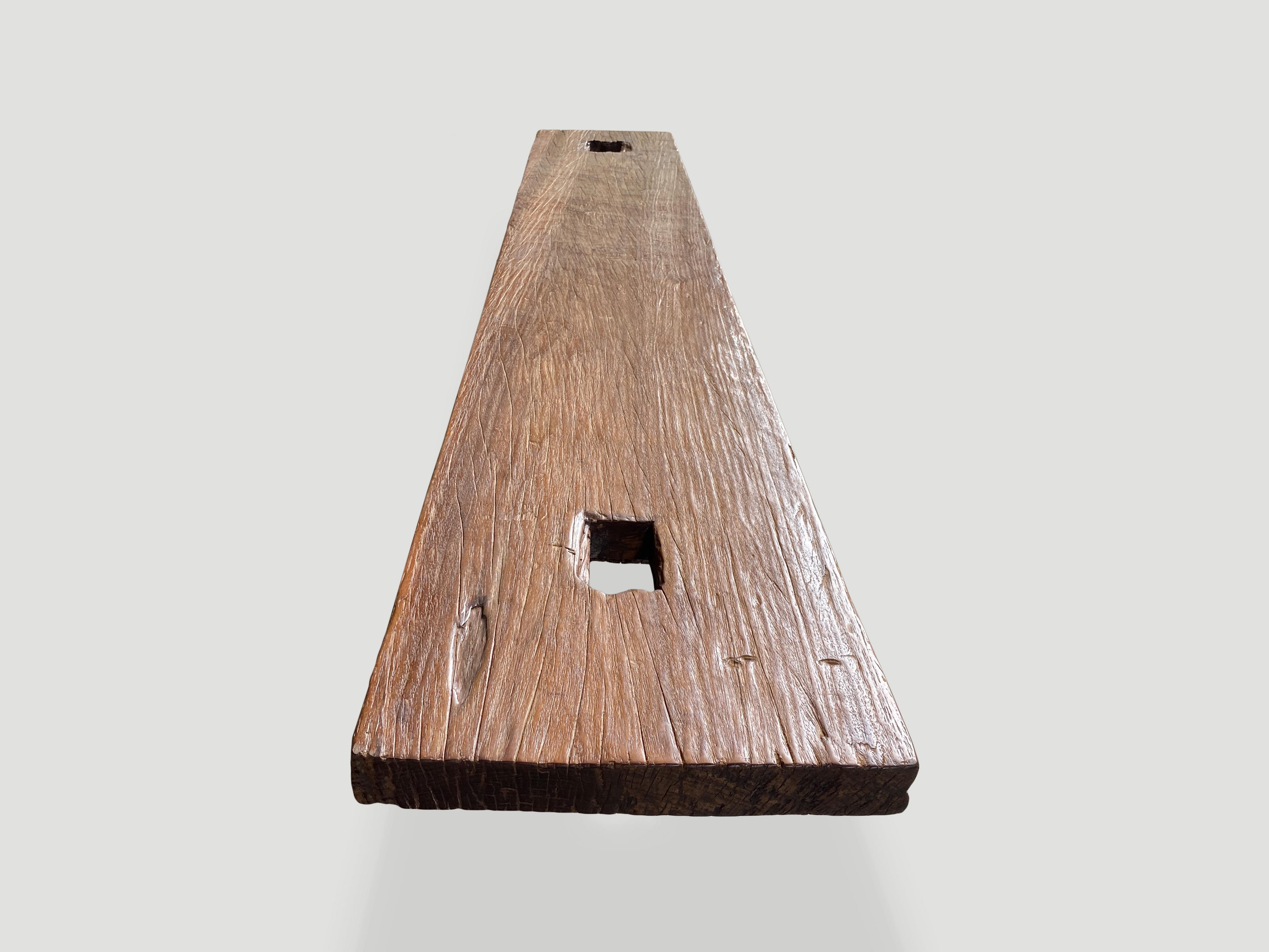 Organic Modern Andrianna Shamaris Brutalist Reclaimed Teak Wood Bench For Sale