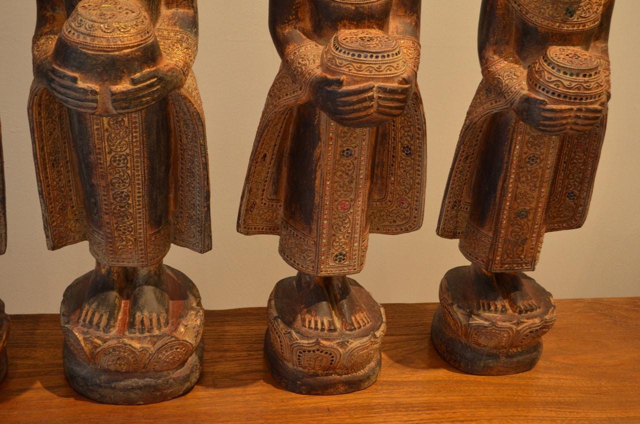 Mid-20th Century Andrianna Shamaris Buddha and Buddhist Monk Statues