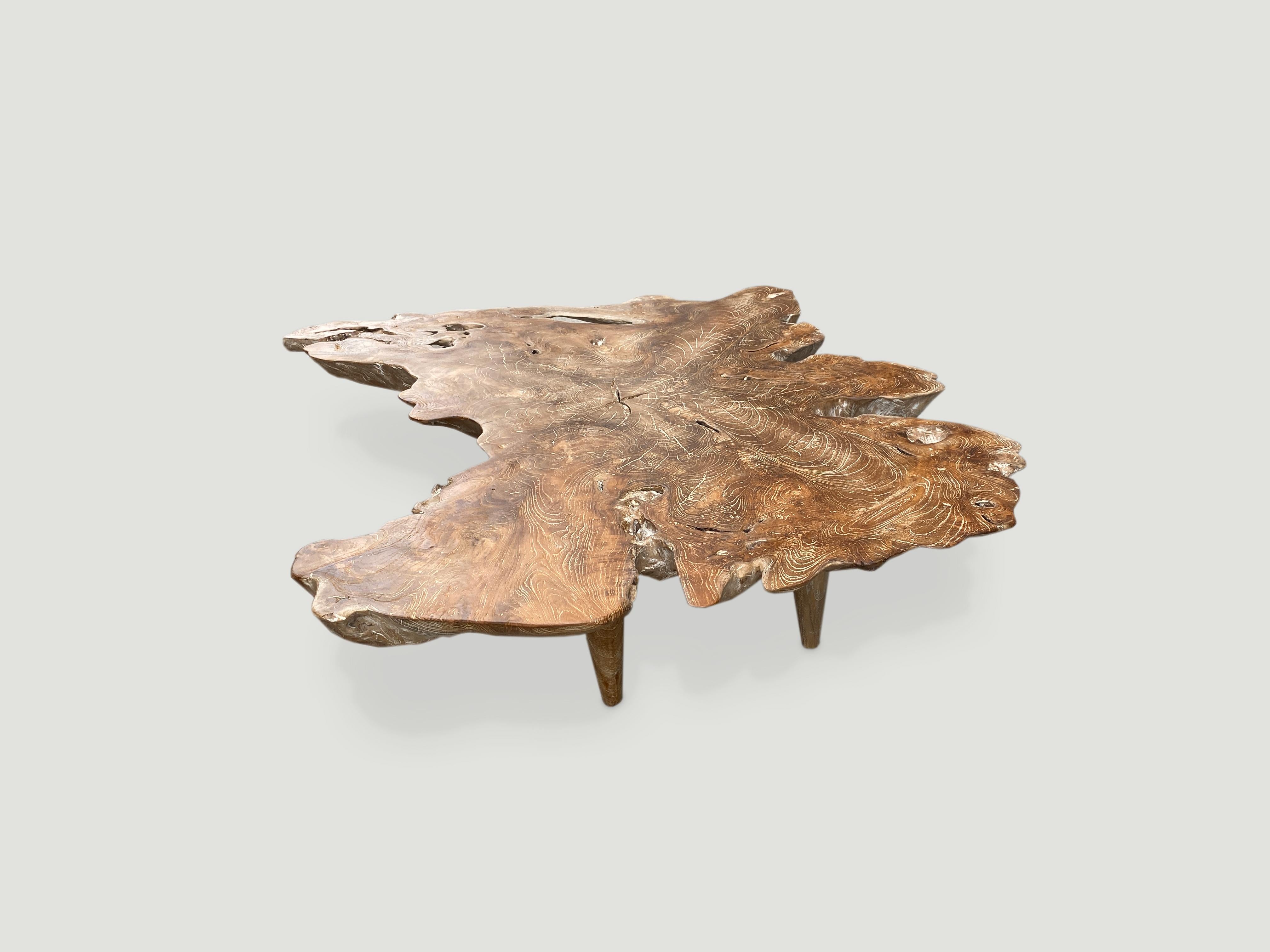 Organic Modern Andrianna Shamaris Butterfly Shape Teak Wood Coffee Table