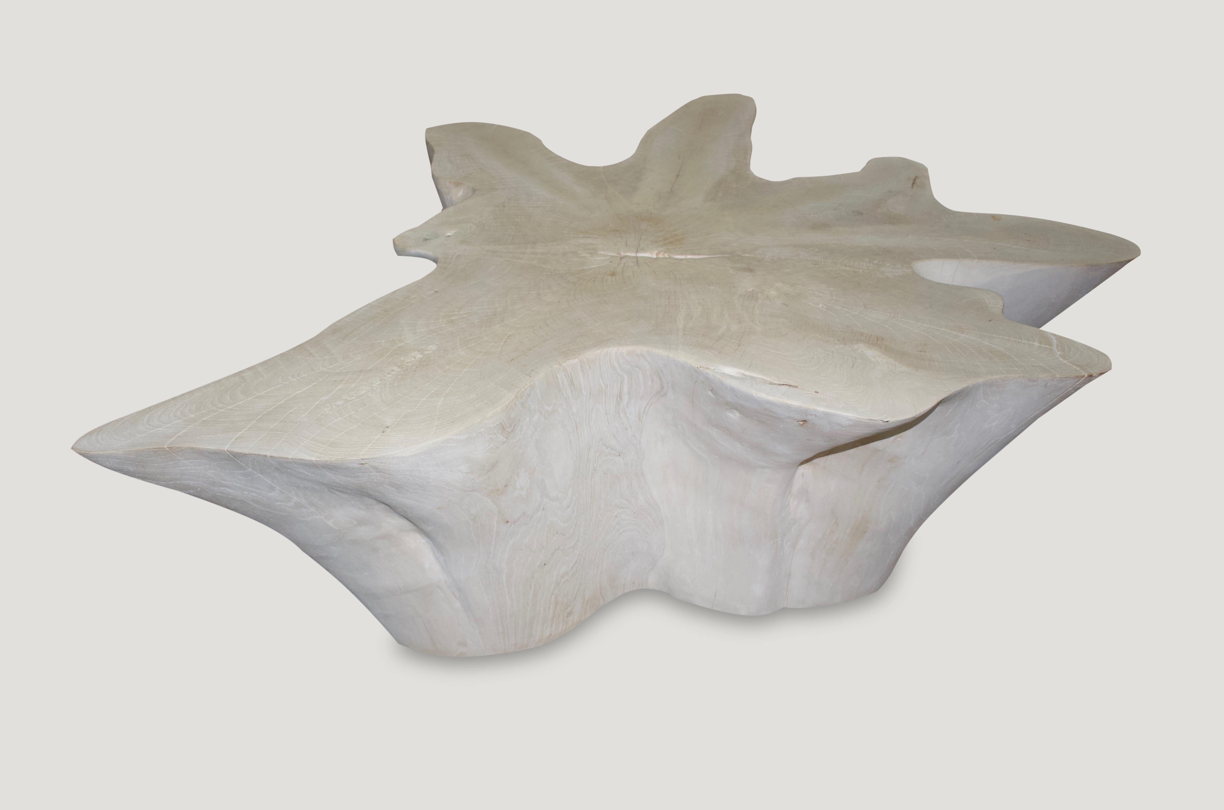 Contemporary Andrianna Shamaris Butterfly Shaped Bleached Teak Wood Coffee Table For Sale