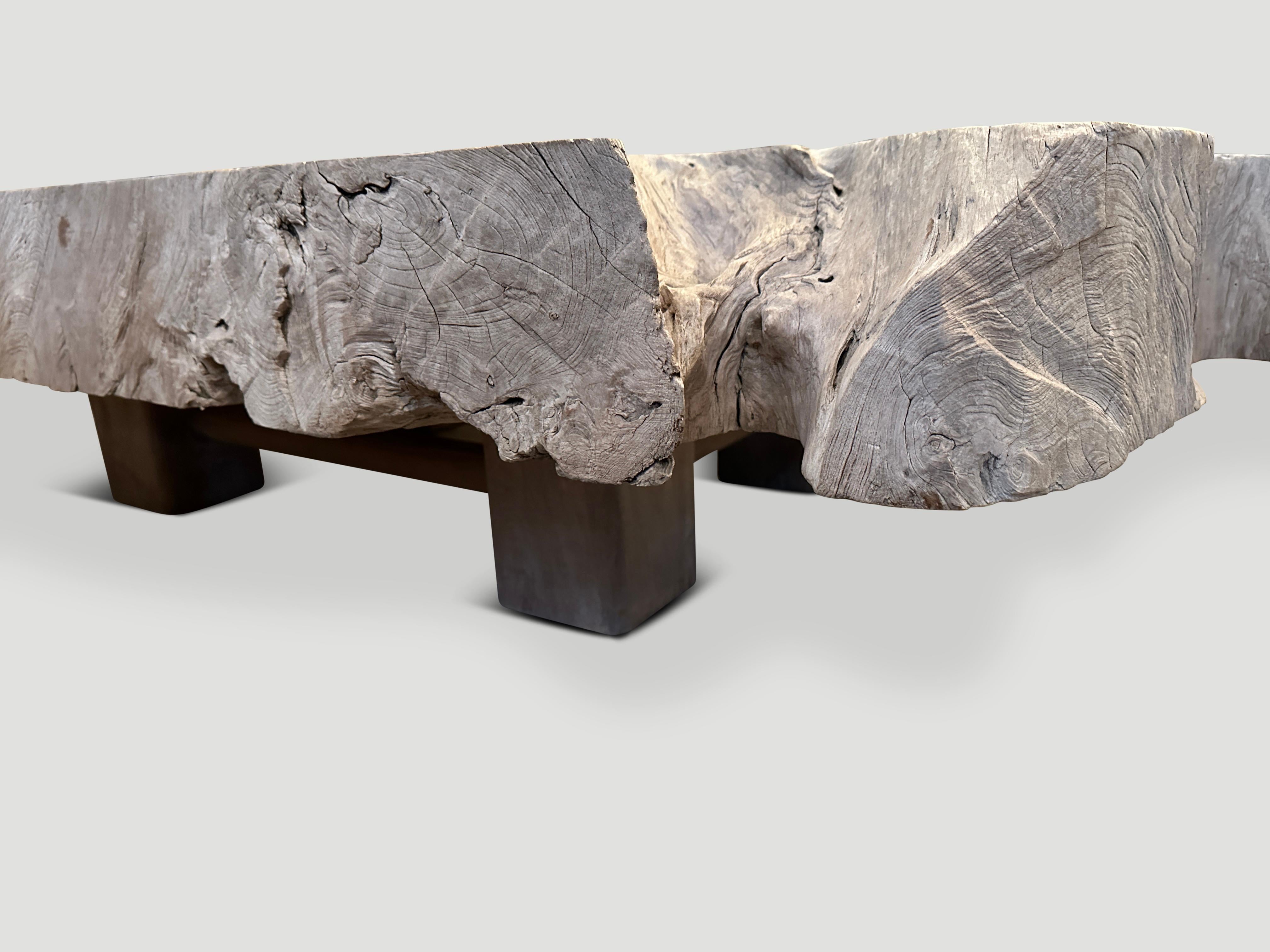 Contemporary Andrianna Shamaris Century Old Bleached Teak Wood Coffee Table 