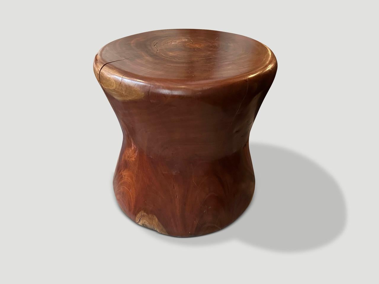 Organic Modern Andrianna Shamaris Century Old Mahogany Wood Side Table or Stool For Sale