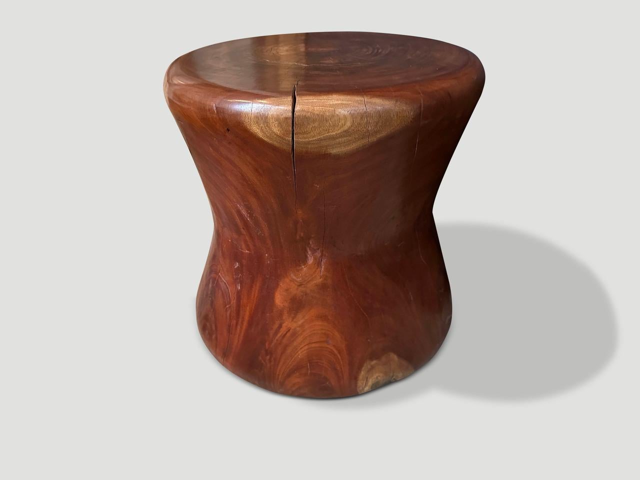 Andrianna Shamaris Century Old Mahogany Wood Side Table or Stool In Excellent Condition For Sale In New York, NY