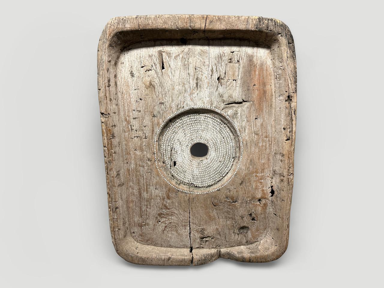 Organic Modern Andrianna Shamaris Century Old Rice Pounder For Sale