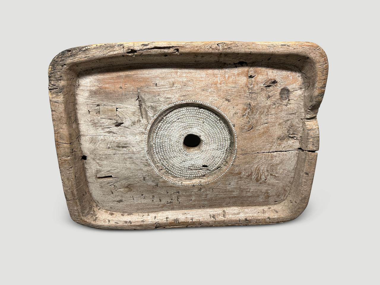 Wood Andrianna Shamaris Century Old Rice Pounder For Sale