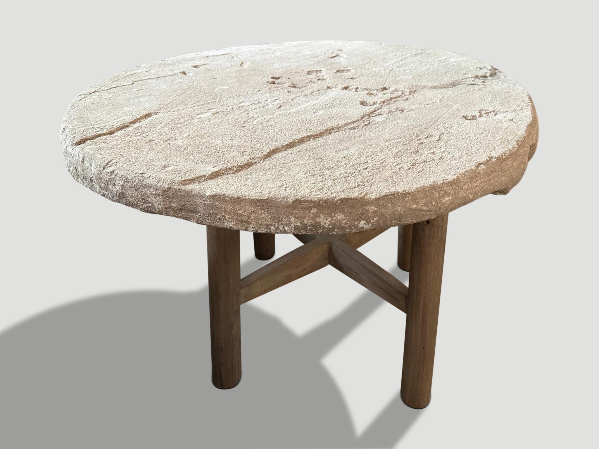 Primitive Andrianna Shamaris Sumba Stone Round Table For Sale