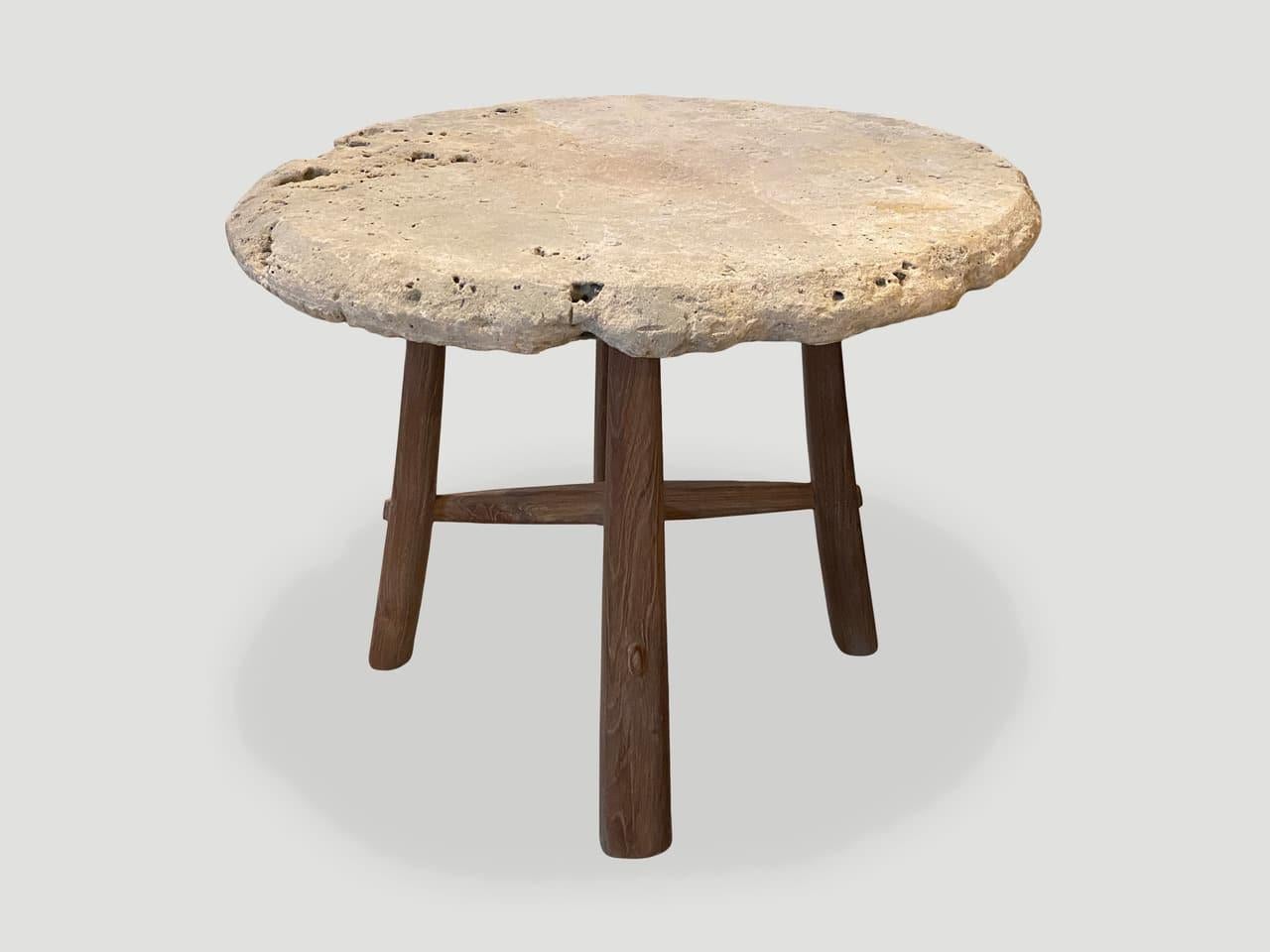 Andrianna Shamaris Century Old Sumba Stone Table In Excellent Condition For Sale In New York, NY