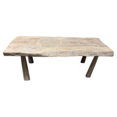 Andrianna Shamaris Century Old Teak Wood Coffee Table with Shell Inlay