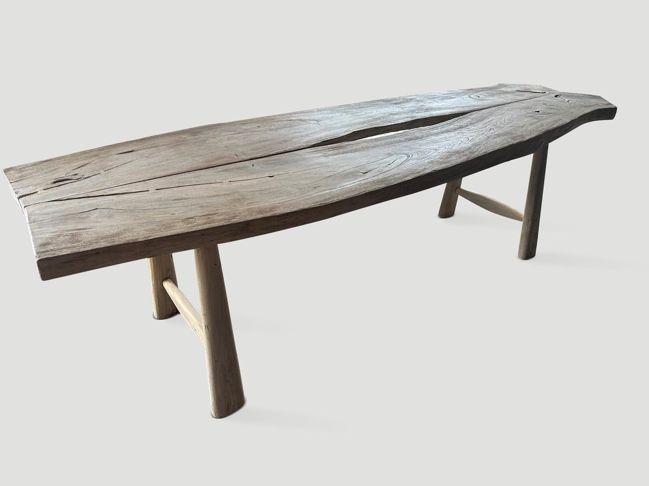 Andrianna Shamaris Century Old Teak Wood Dining Table In Excellent Condition For Sale In New York, NY