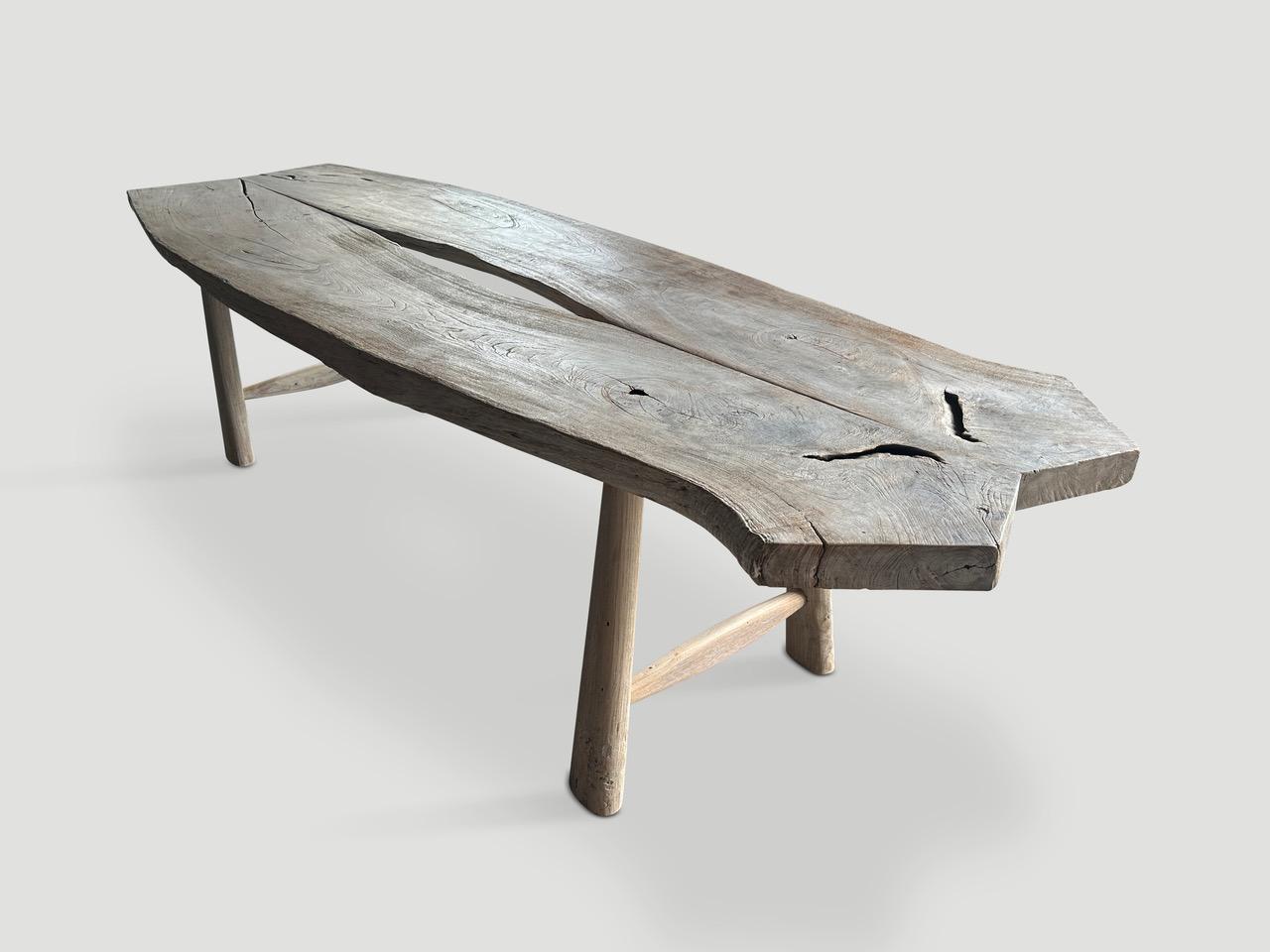 Contemporary Andrianna Shamaris Century Old Teak Wood Dining Table For Sale