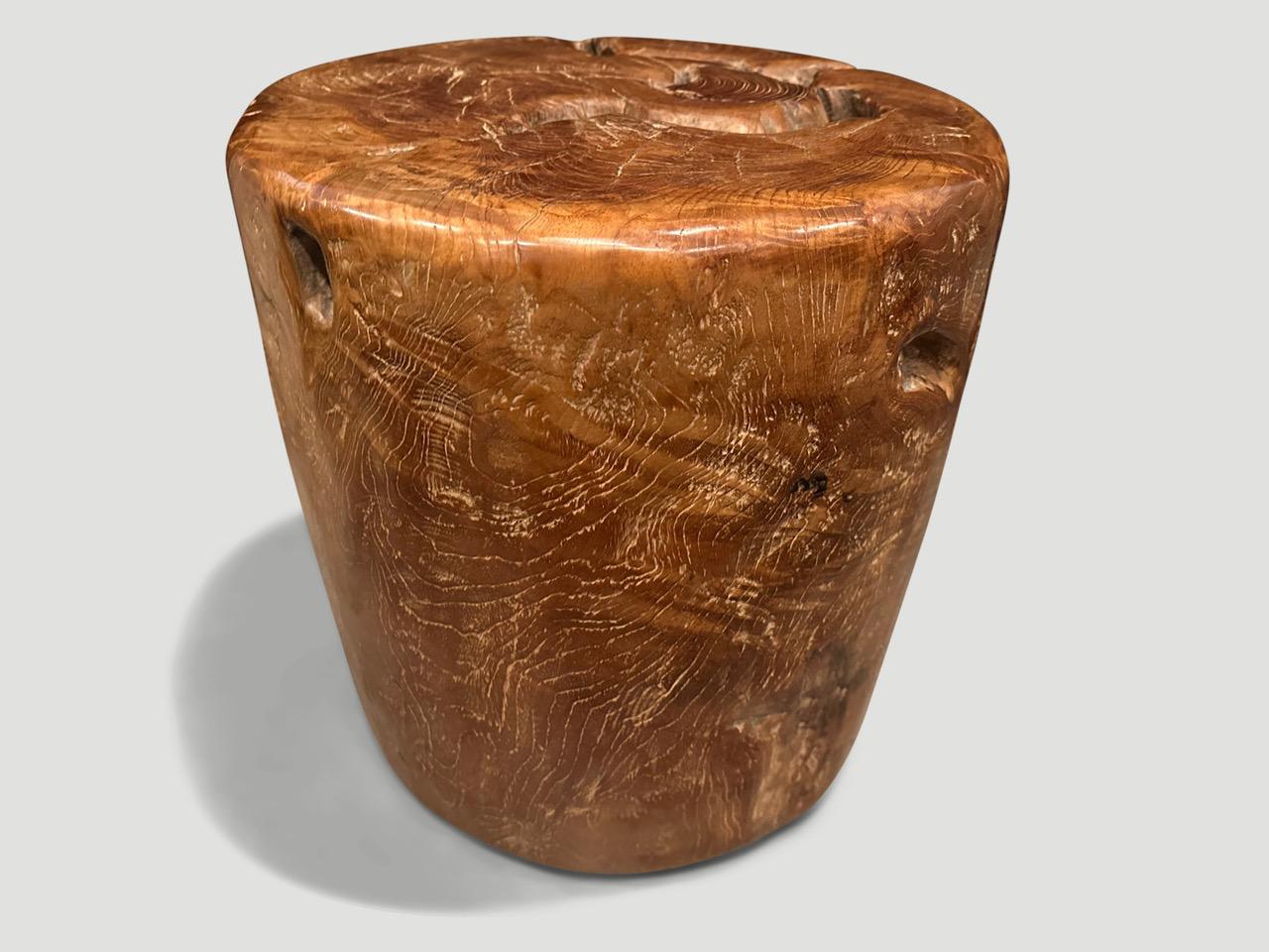 Andrianna Shamaris Century Old Teak Wood Side Table In Excellent Condition For Sale In New York, NY