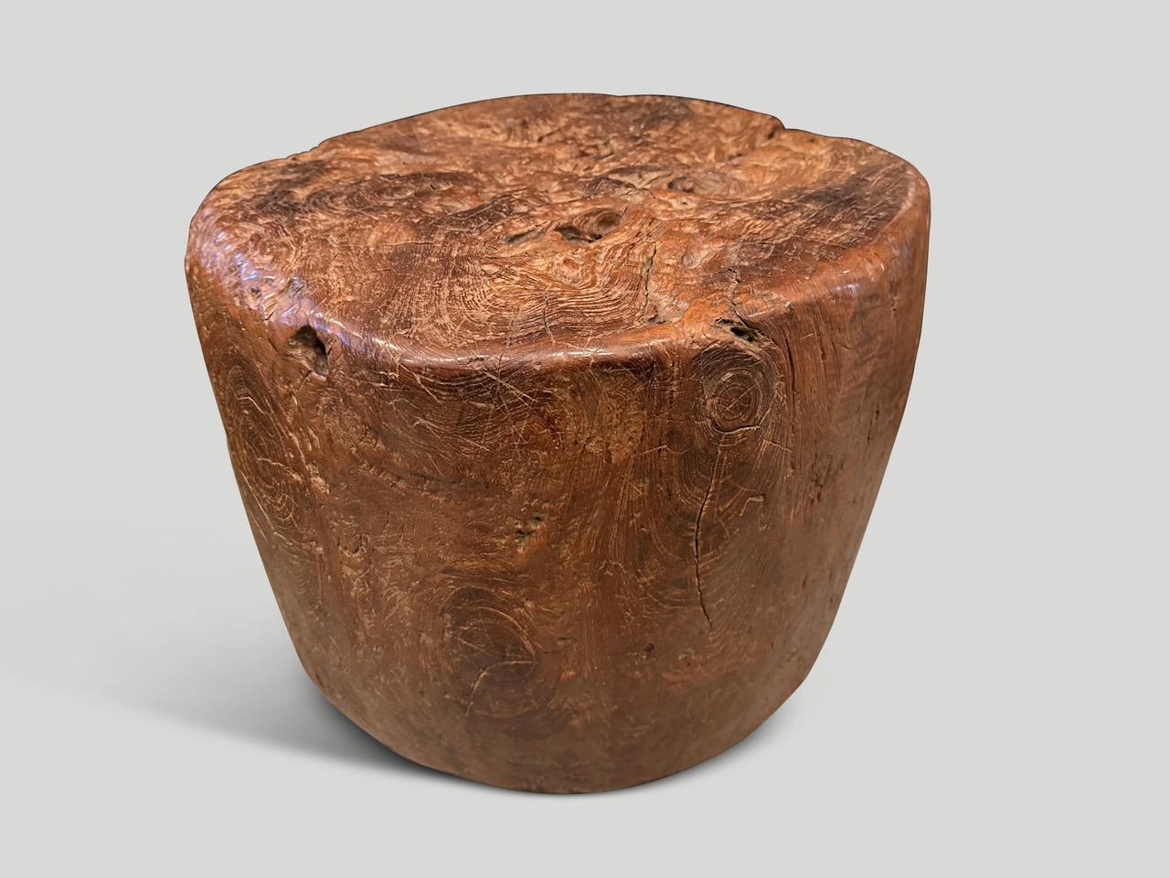 Andrianna Shamaris Century Old Teak Wood Side Table In Excellent Condition For Sale In New York, NY