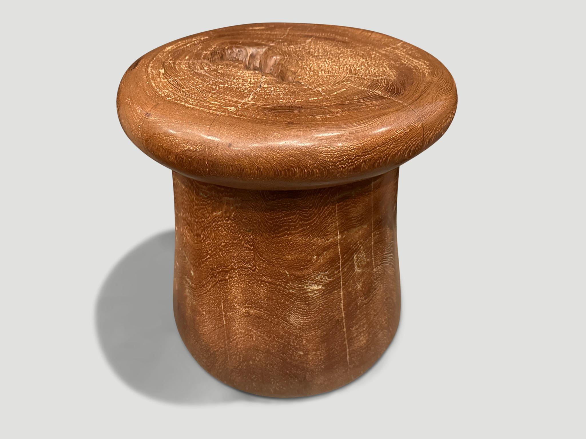 Organic Modern Andrianna Shamaris Century Old Teak Wood Side Table or Stool For Sale