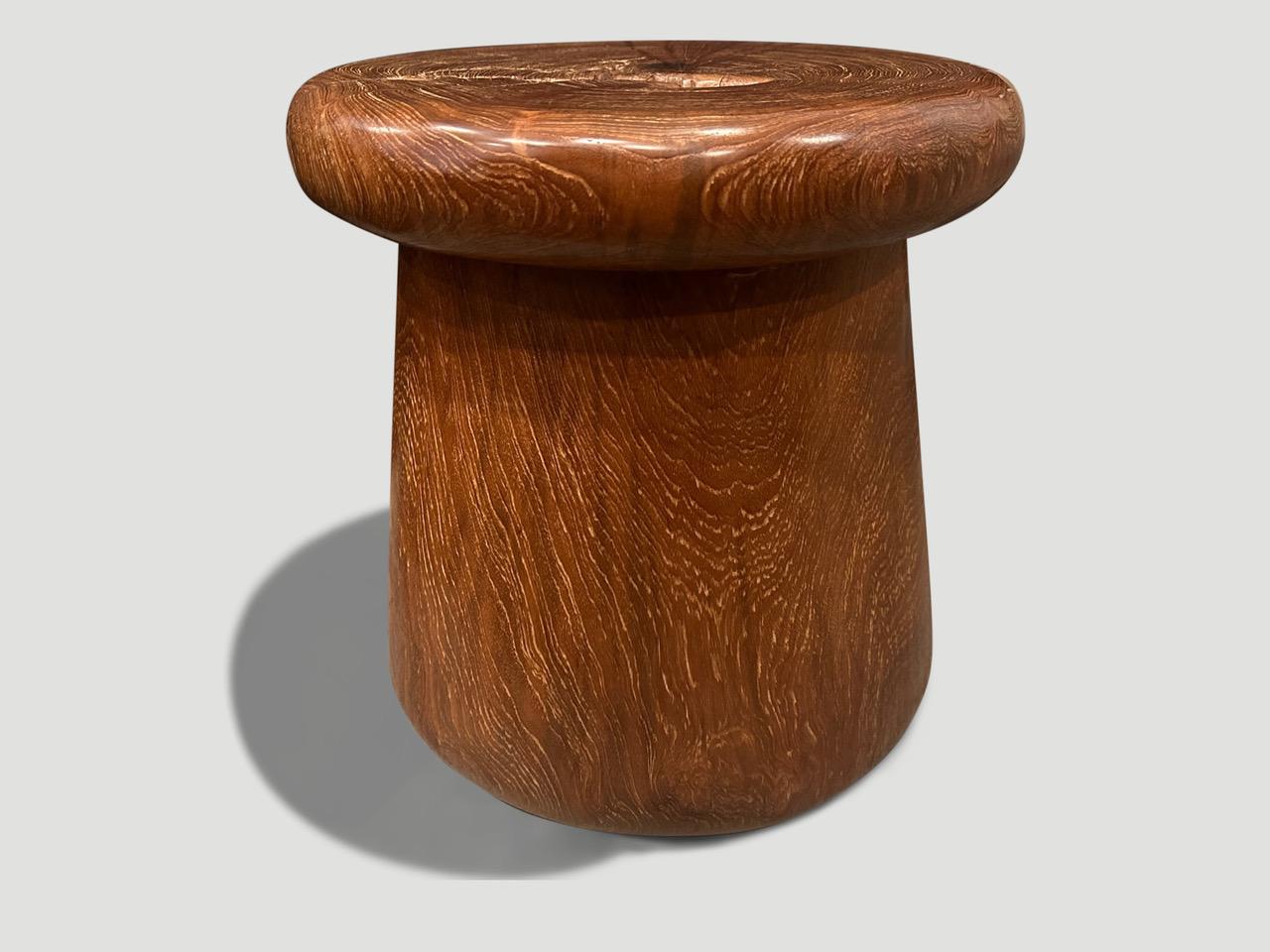 Andrianna Shamaris Century Old Teak Wood Side Table or Stool In Excellent Condition For Sale In New York, NY