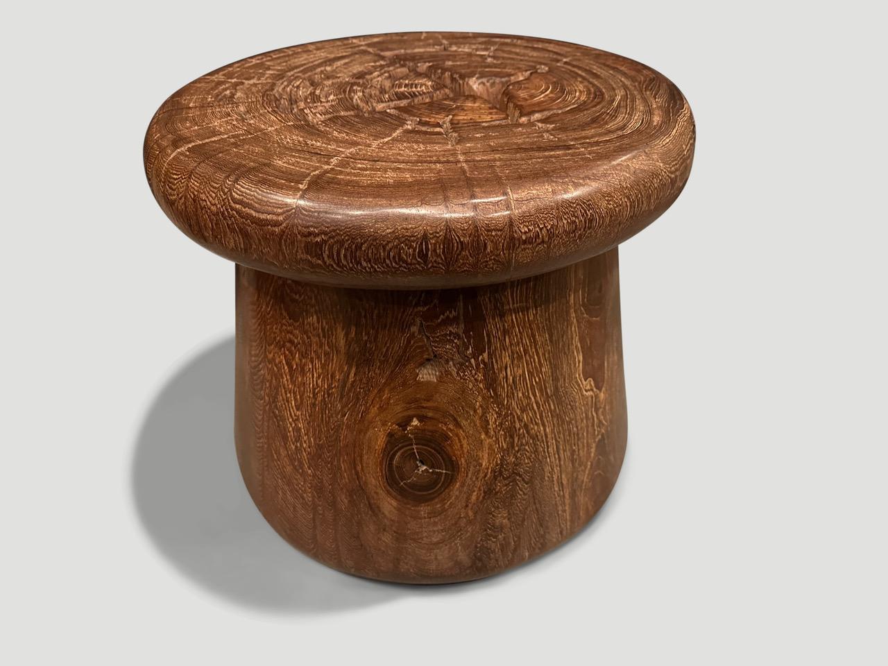 Andrianna Shamaris Century Old Teak Wood Side Table or Stool  In Excellent Condition For Sale In New York, NY