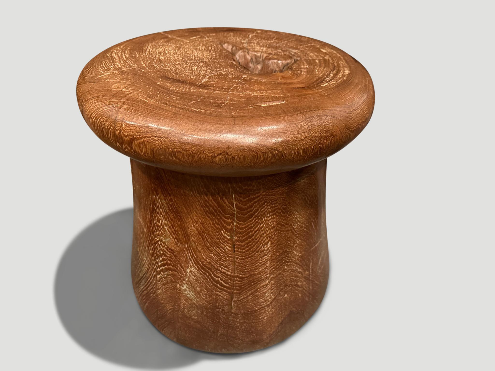 Contemporary Andrianna Shamaris Century Old Teak Wood Side Table or Stool For Sale