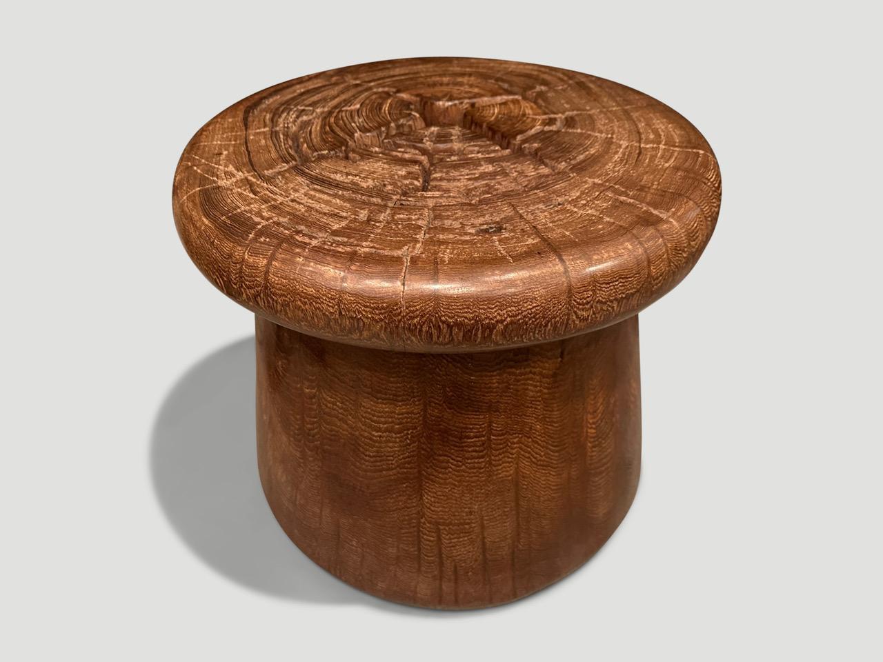 Early 20th Century Andrianna Shamaris Century Old Teak Wood Side Table or Stool  For Sale